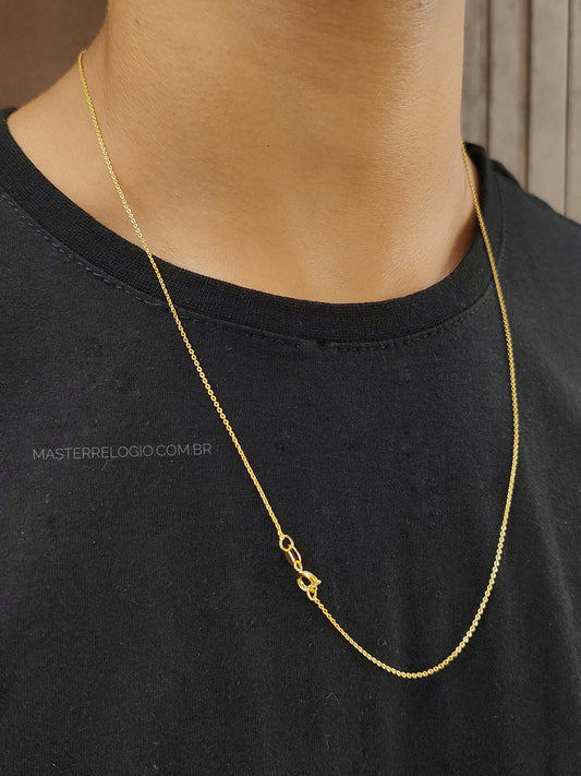 Corrente Cartier Cadeado 1mm 60cm (Fecho Tradicional) (TAG 24K) (Banho Ouro 24K)
