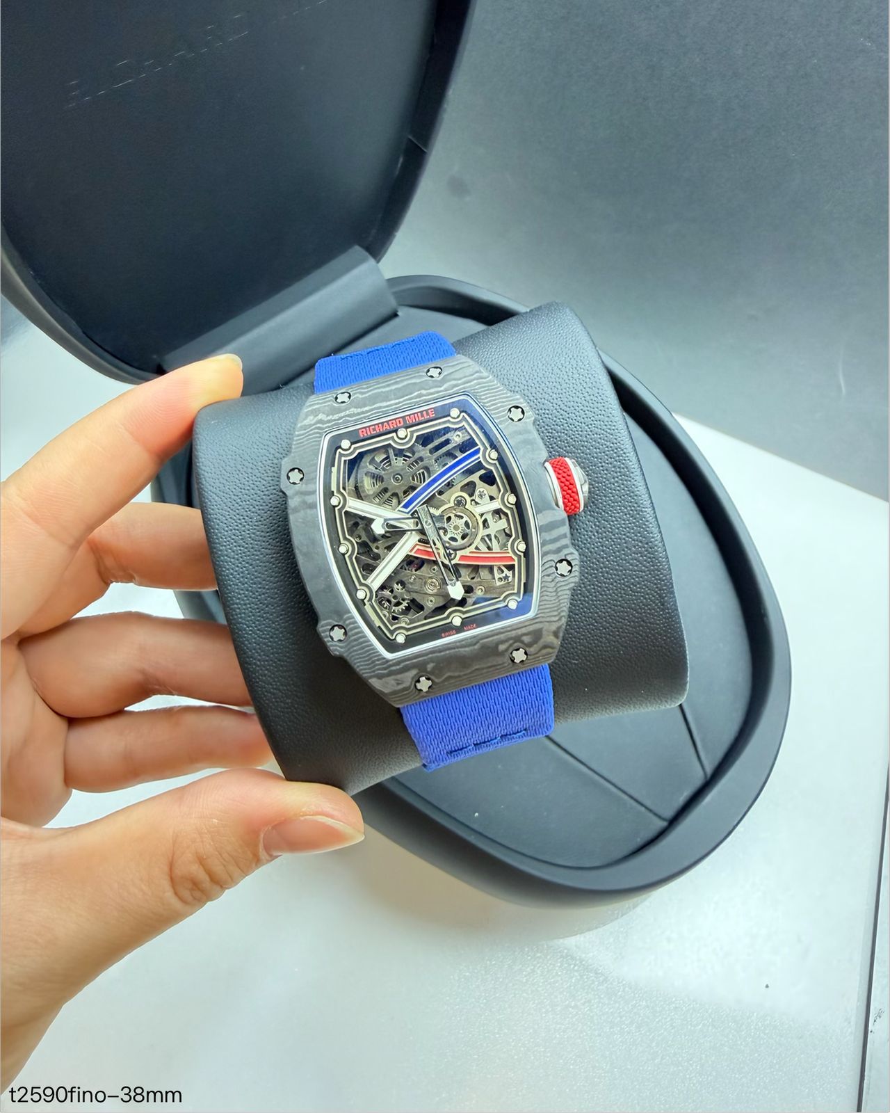 RICHARD MILLE コンパクト財布 ブラック ブルー Richard Mille 67-02 Fino 37g fibra de carbono automatico Azul +