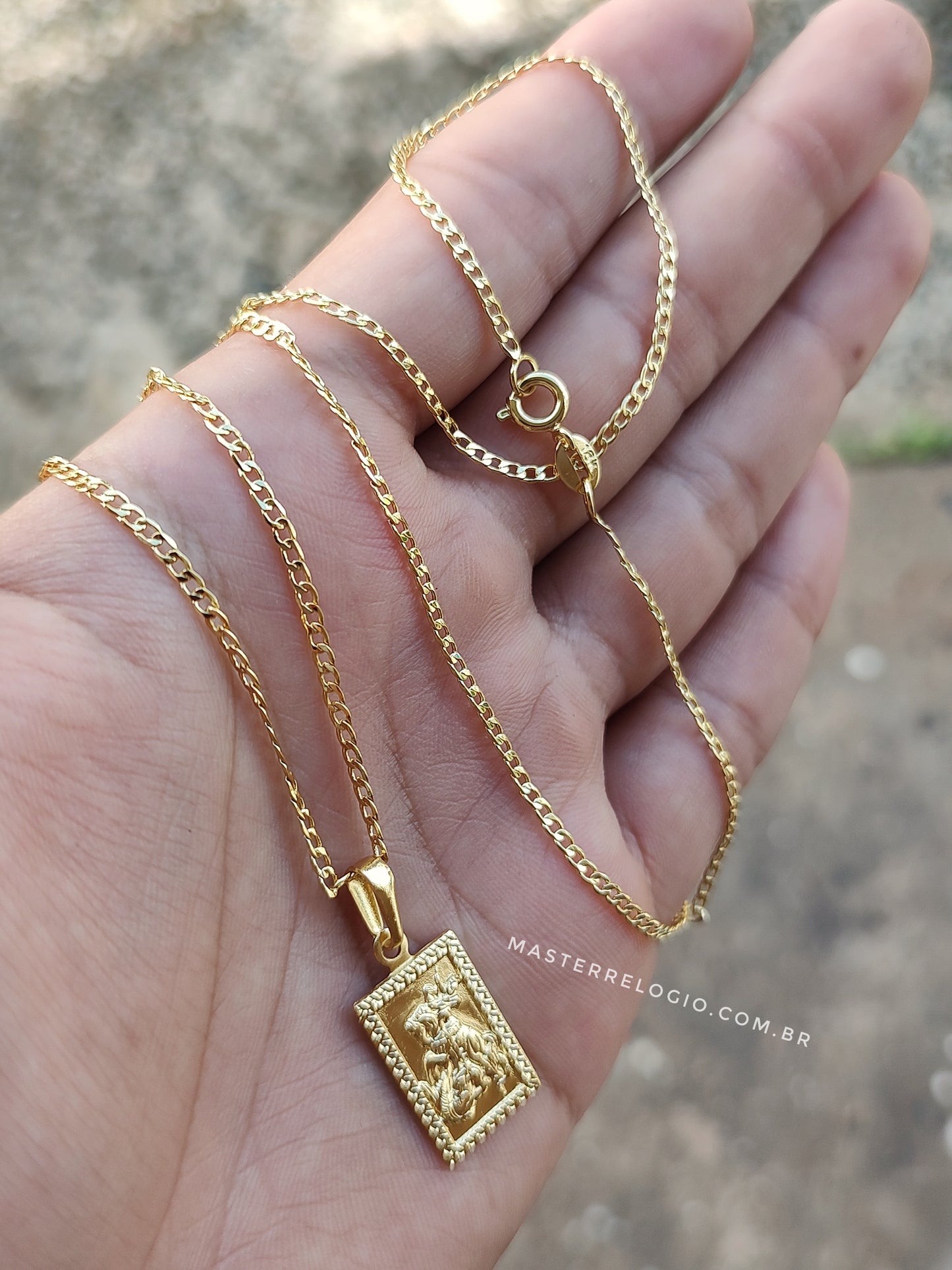 Corrente Grumet 2mm 70cm (Fecho Tradicional) (Tag 18k) (Banho Ouro 18k)