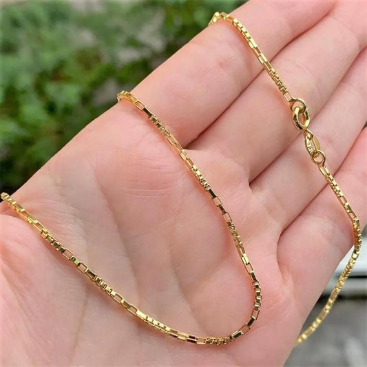 Corrente Veneziana 3 por 1 / 1,5mm 70cm (Fecho Tradicional) (TAG 18k) (Banho Ouro 24k)