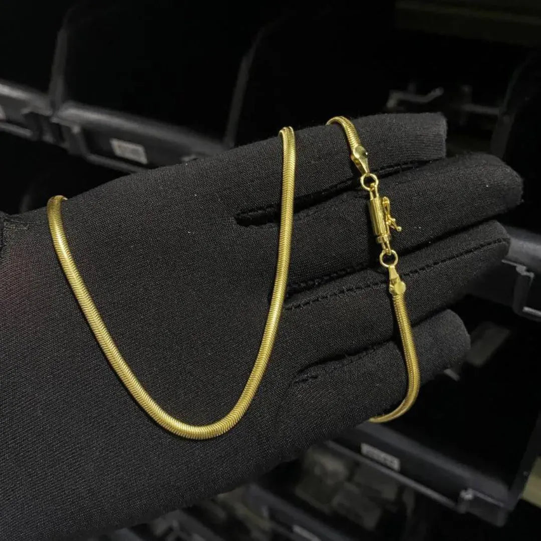 Corrente Rabo de Rato Chapada 3mm (Fecho Canhão) (Banho Ouro 24k)