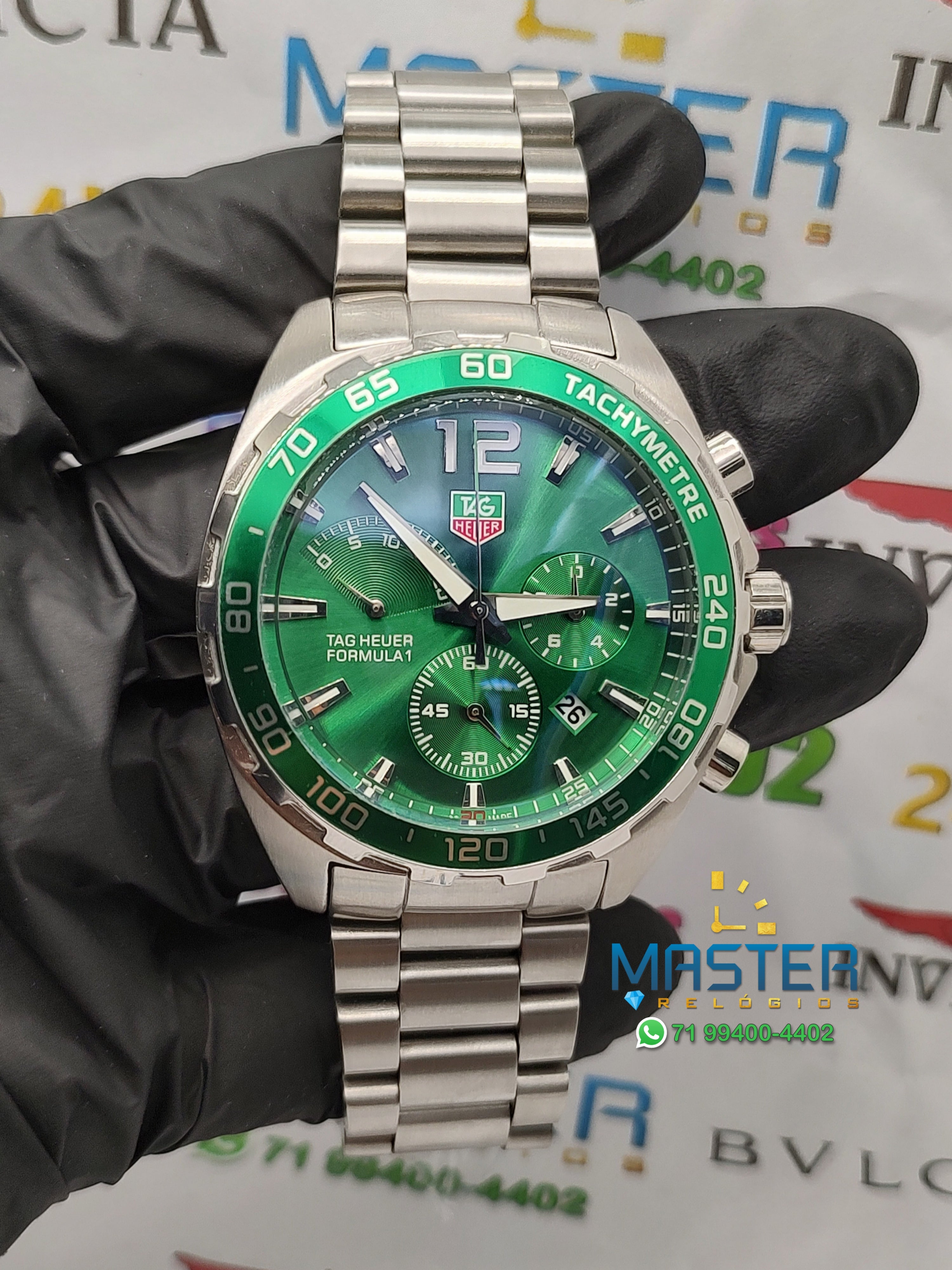 Tag Heuer F1 prata com verde