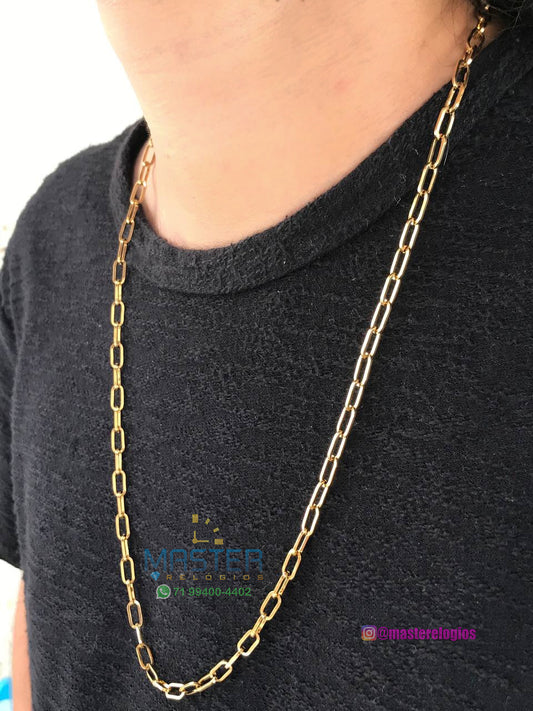 Corrente Cartier alongada oca banhada a 10 milésimos de ouro 18k envernizada