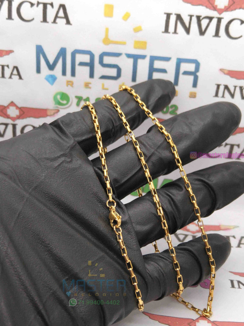 Corrente Cartier bloquinho boleada fininha banhada a 10 milesimos de ouro 18k 70cm