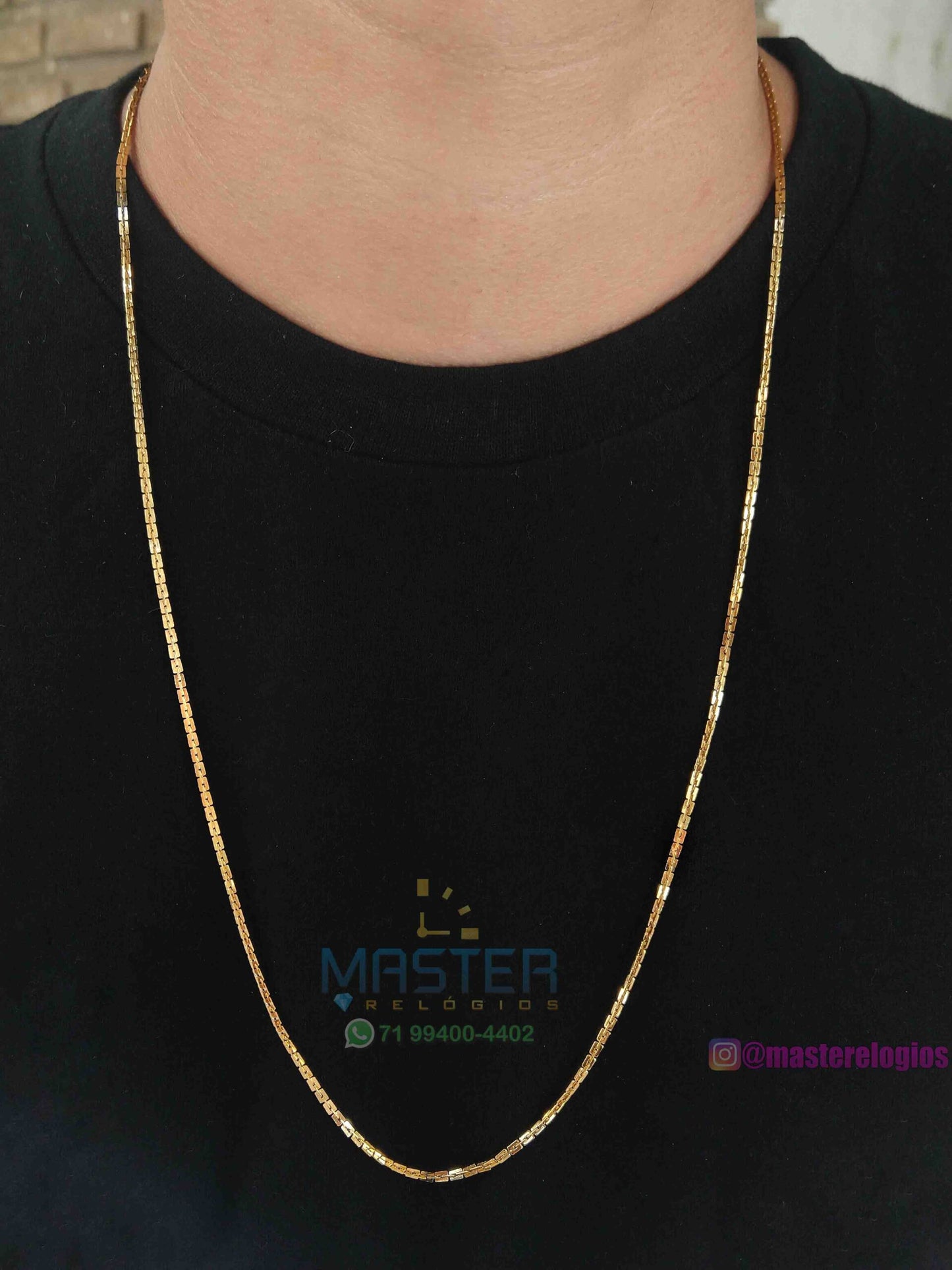 Corrente Cartier Gilete fina banhada a 10 milesimos de ouro 18k 70cm