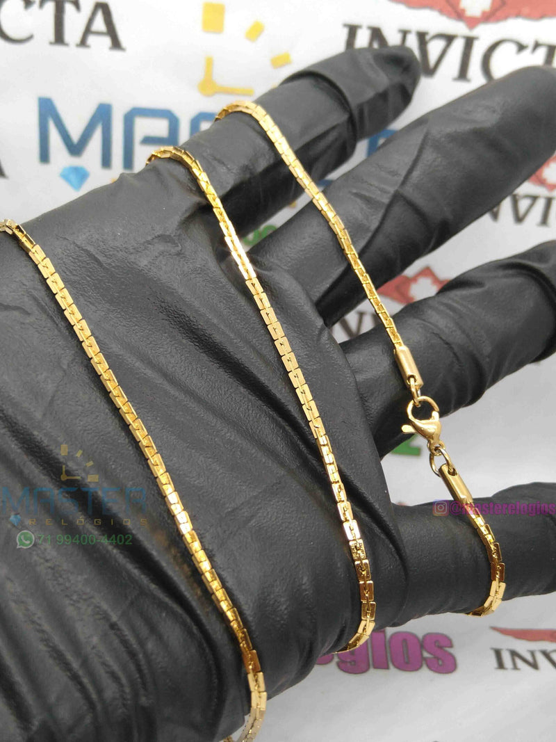Corrente Cartier Gilete fina banhada a 10 milesimos de ouro 18k 70cm
