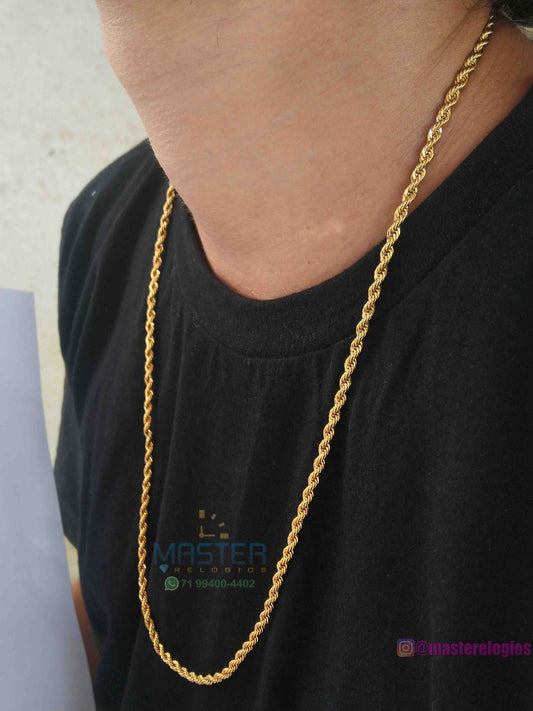 Cordão bahiano 3mm banhada a 10 milesimos de ouro 18k 70cm