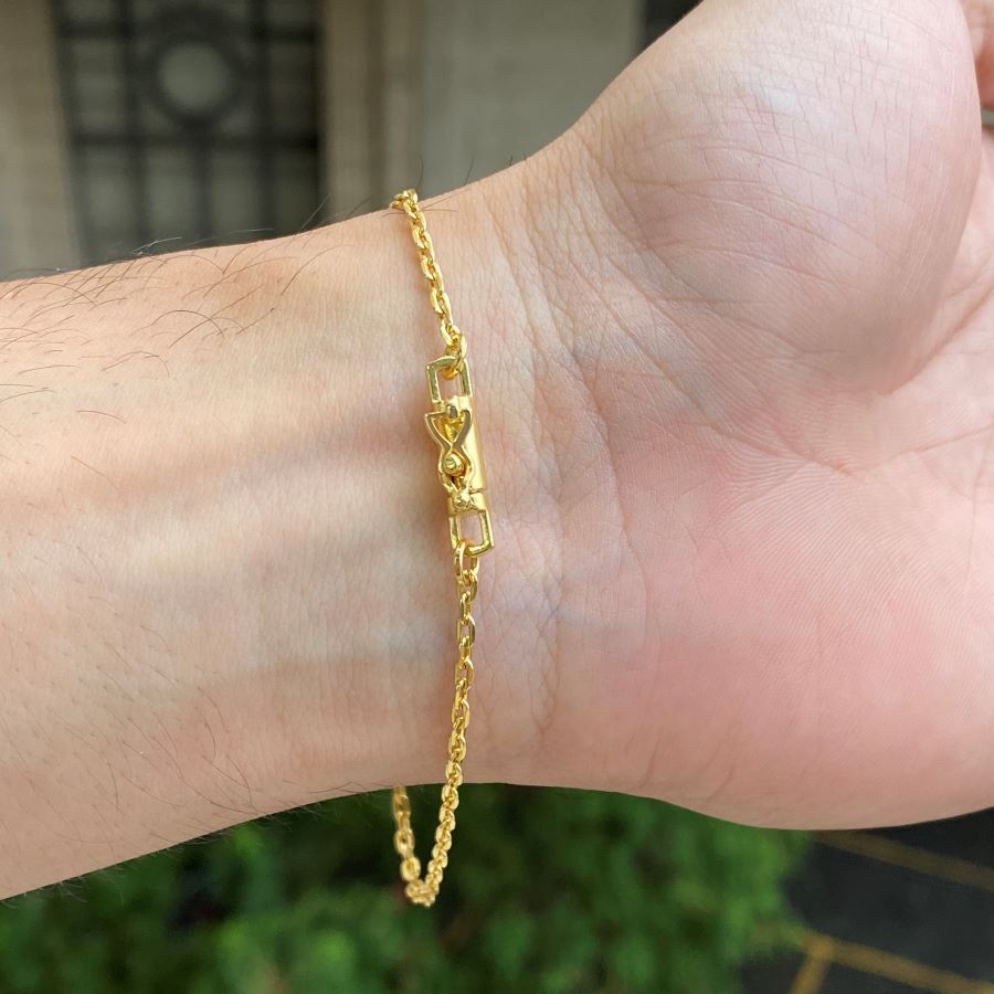 Pulseira Cadeado 2mm (Fecho Canhão) (Banho Ouro 24k)