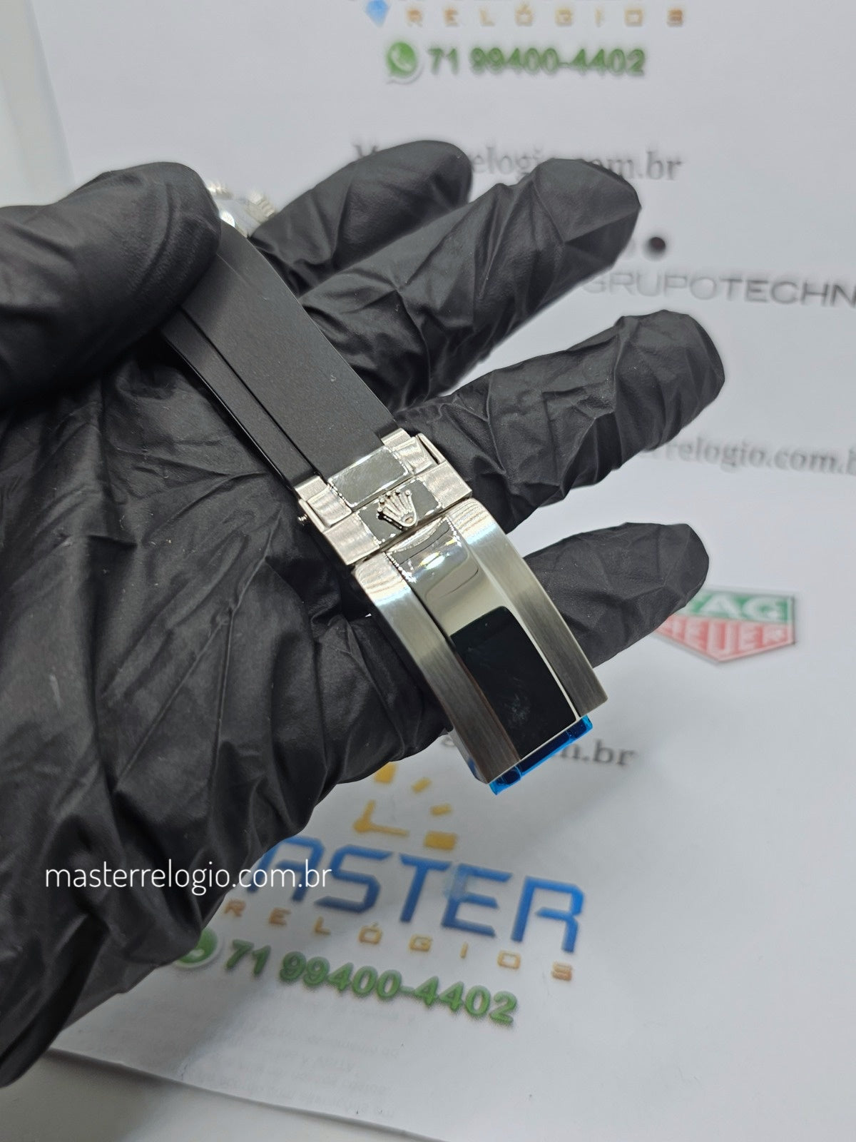 Rolex Yatch Master Prata Pulseira preta 42mm