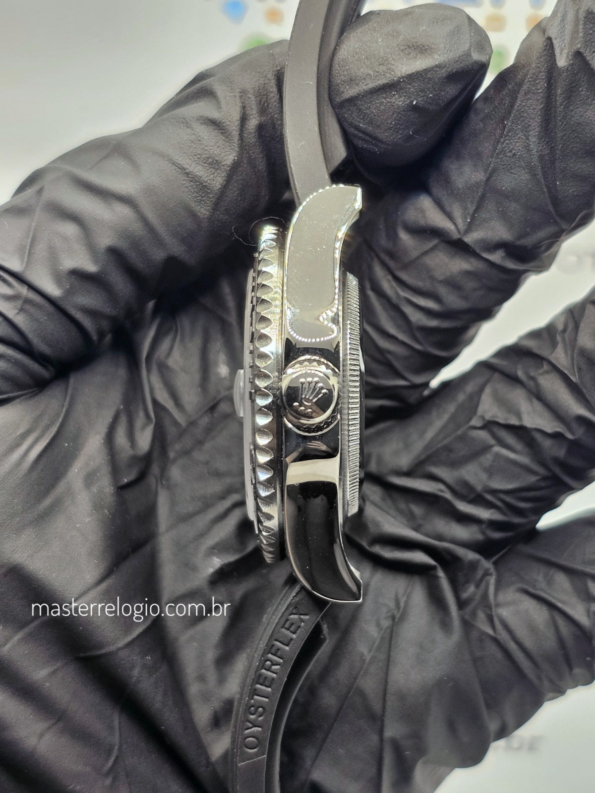 Rolex Yatch Master Prata Pulseira preta 42mm