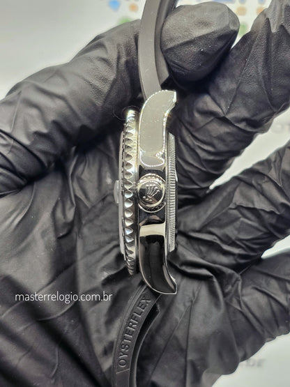 Rolex Yatch Master Prata Pulseira preta 42mm