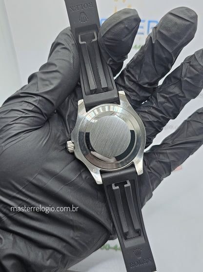 Rolex Yatch Master Prata Pulseira preta 42mm