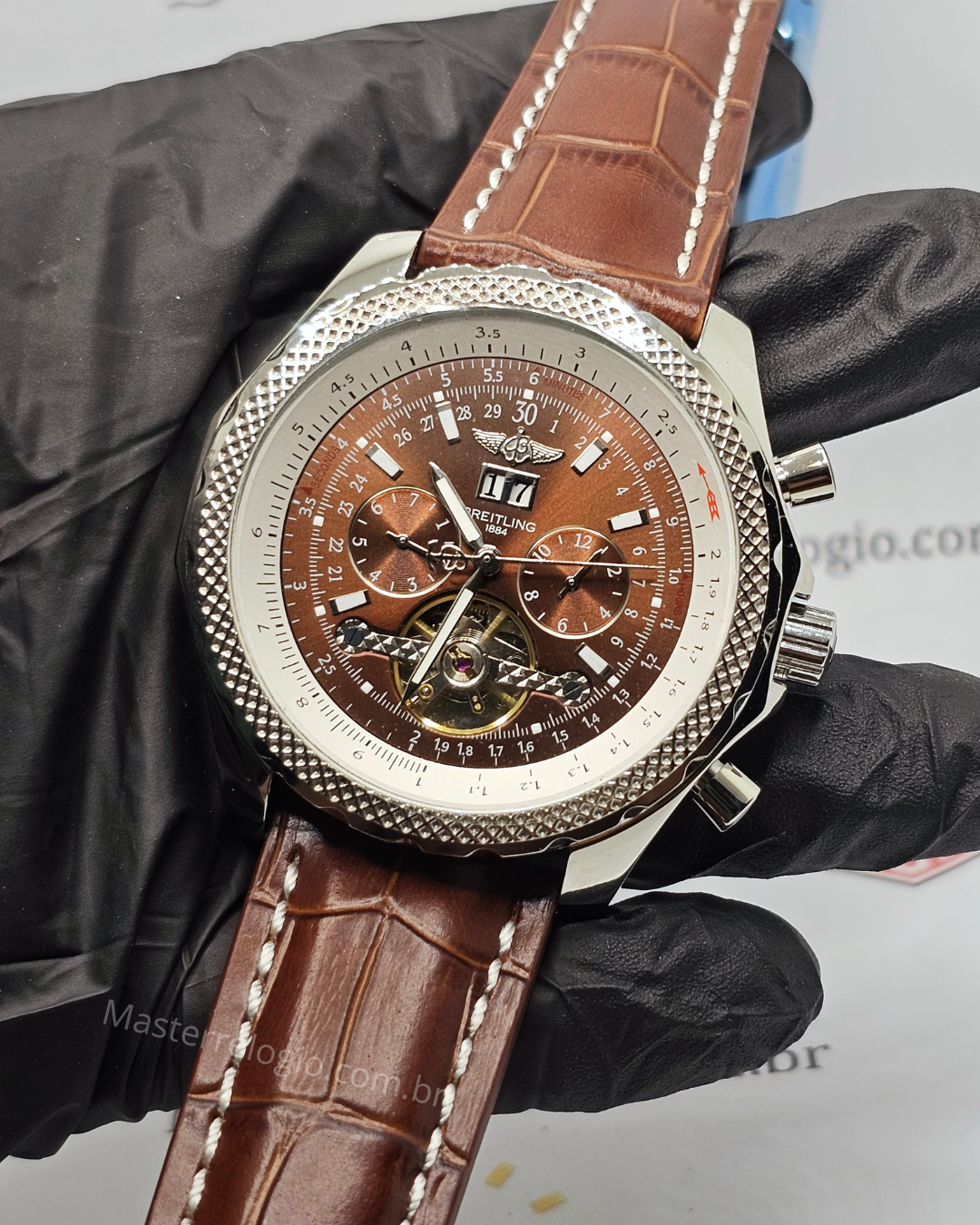 Breitling Bentley A44362 Bronze Pulseira couro