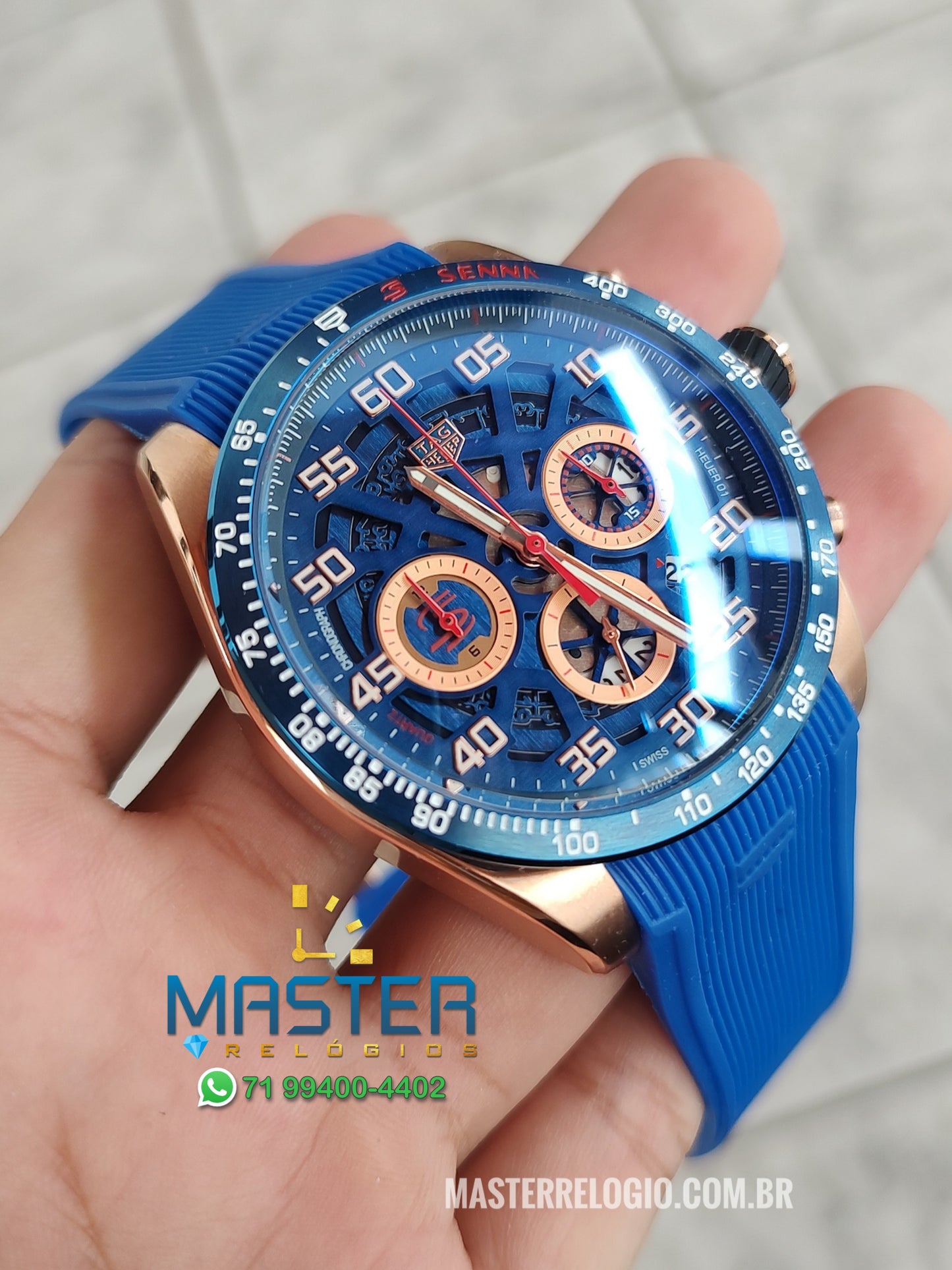 Tag Heuer Senna Rosê Pulseira borracha