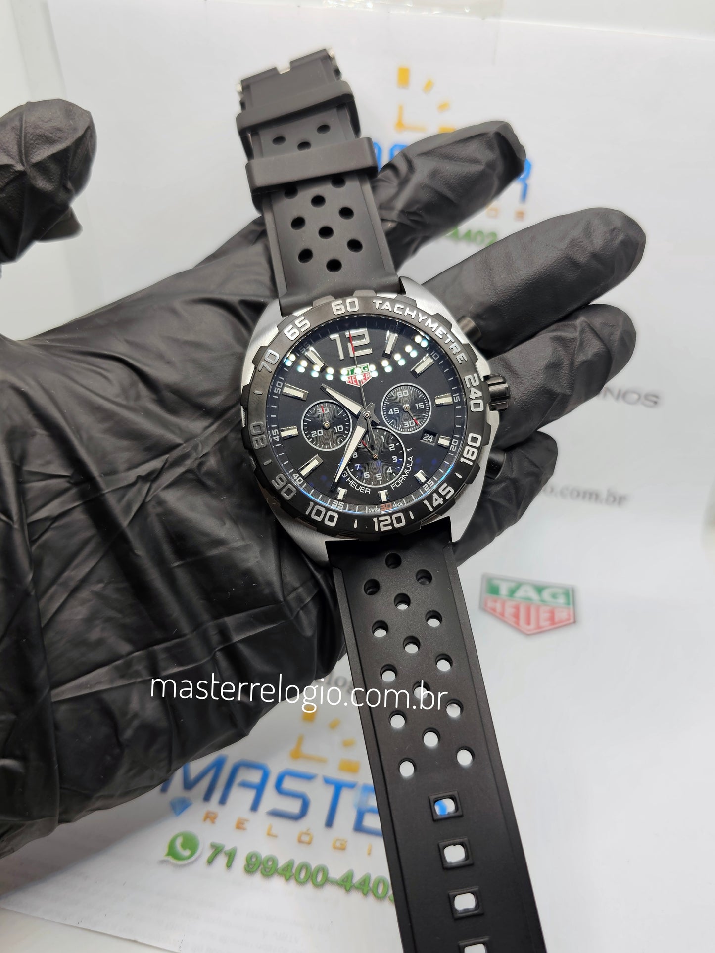 Tag Heuer F1 Caz1010 46mm Aço Pulseira preta