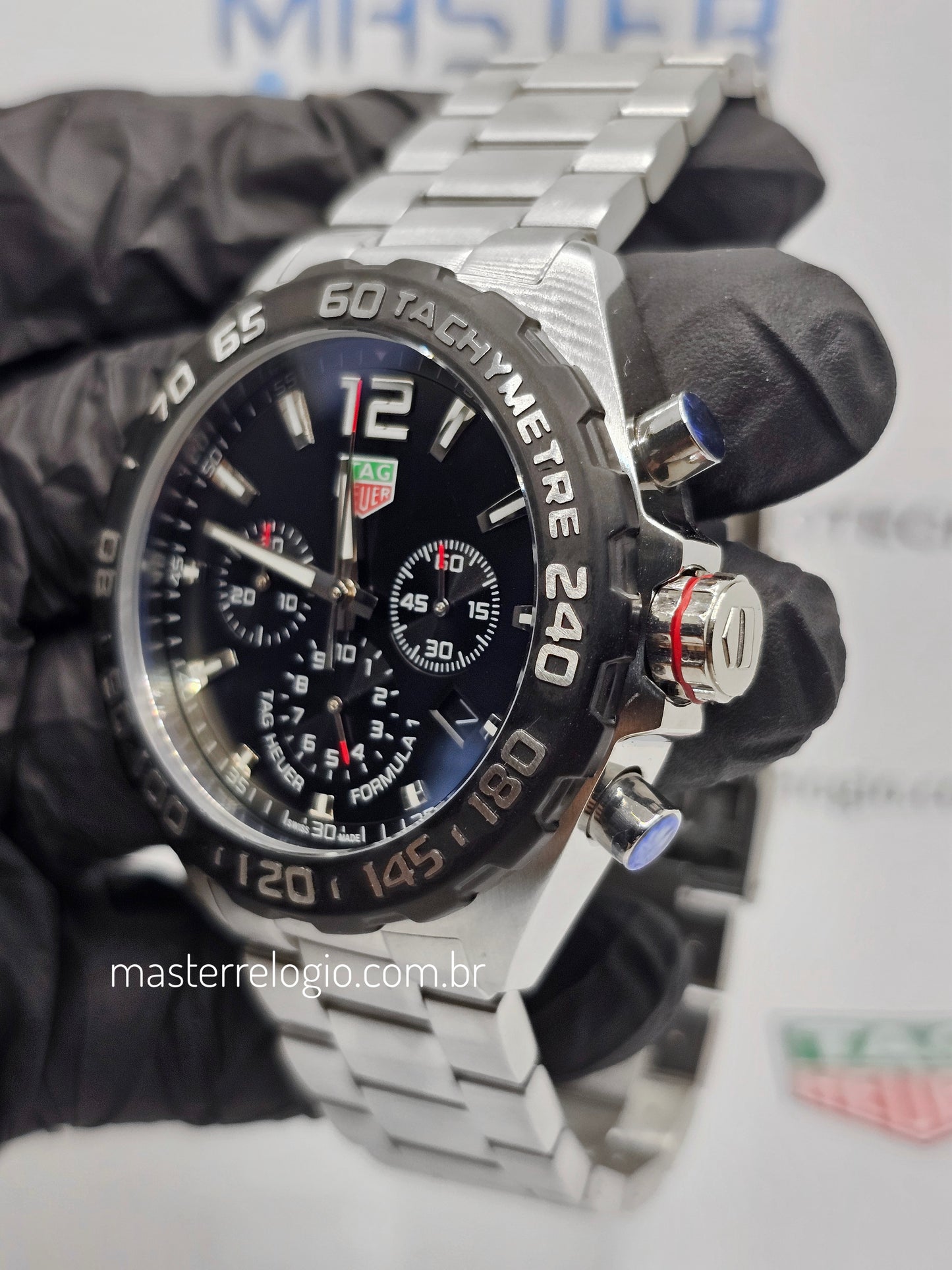 Tag Heuer F1 Aço Preto Com Prata
