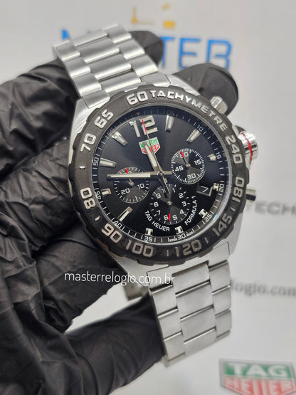 Tag Heuer F1 Aço Preto Com Prata