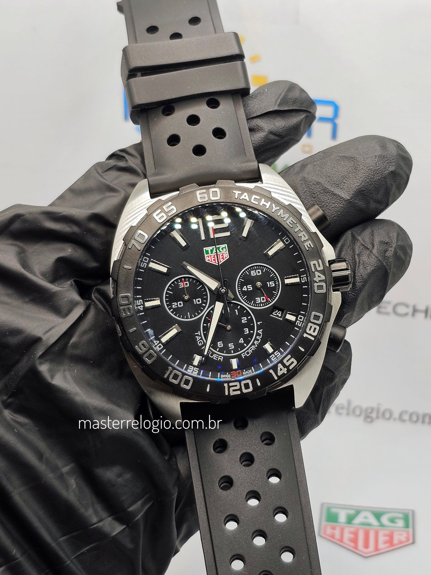 Tag Heuer F1 Caz1010 46mm Aço Pulseira preta