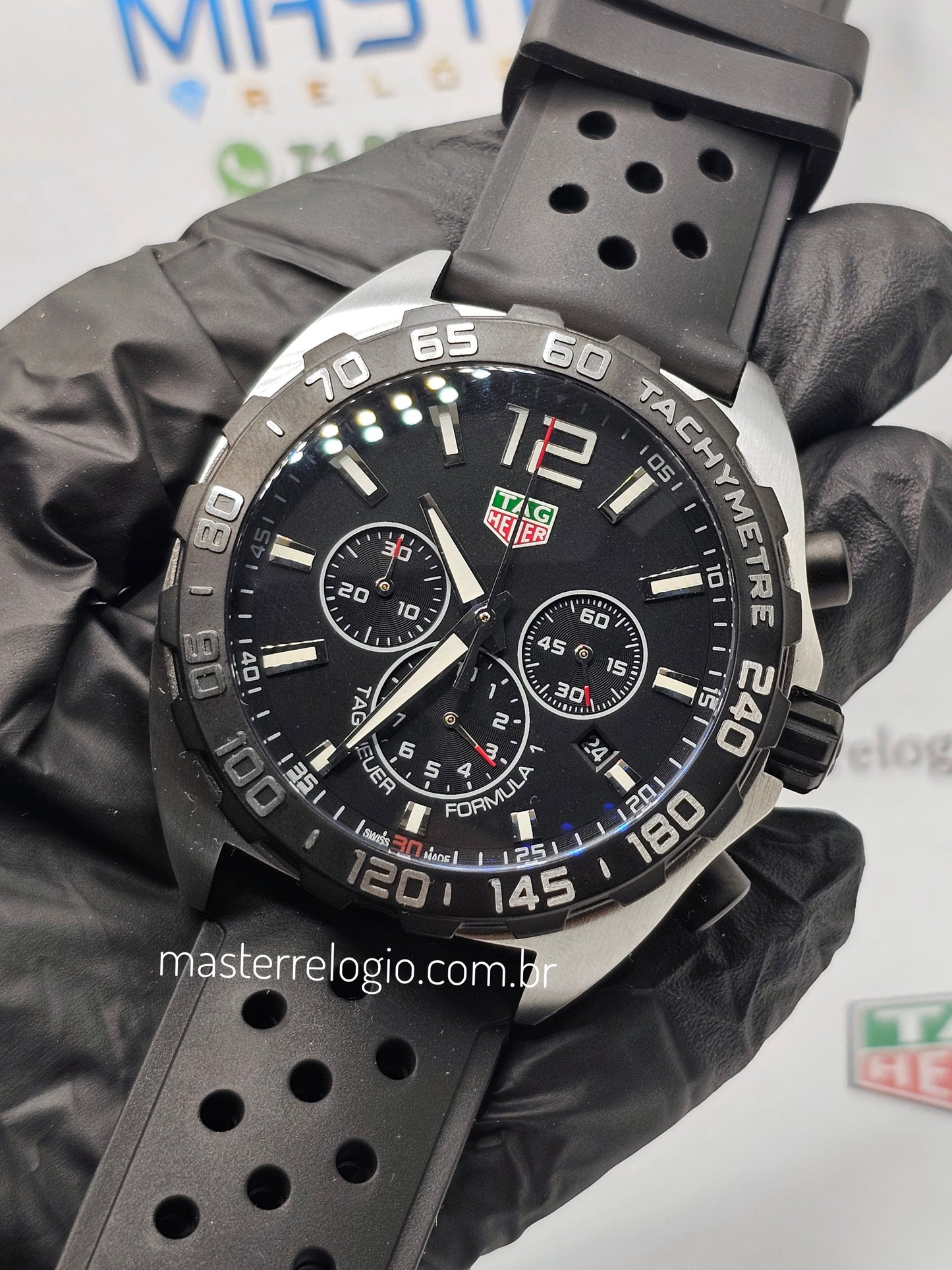 Tag Heuer F1 Caz1010 46mm Aço Pulseira preta