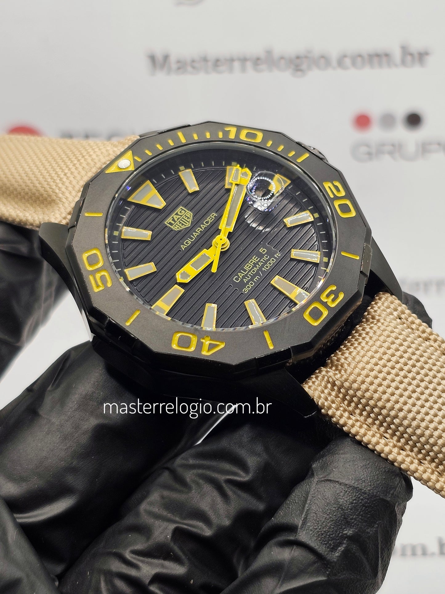 Tag Heuer Aquaracer Preto Nylon Bege