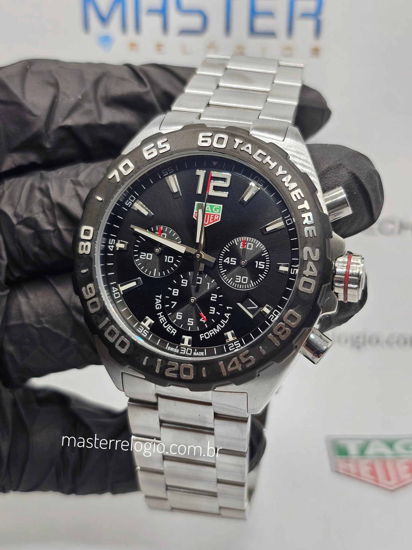Tag Heuer F1 Aço Preto Com Prata