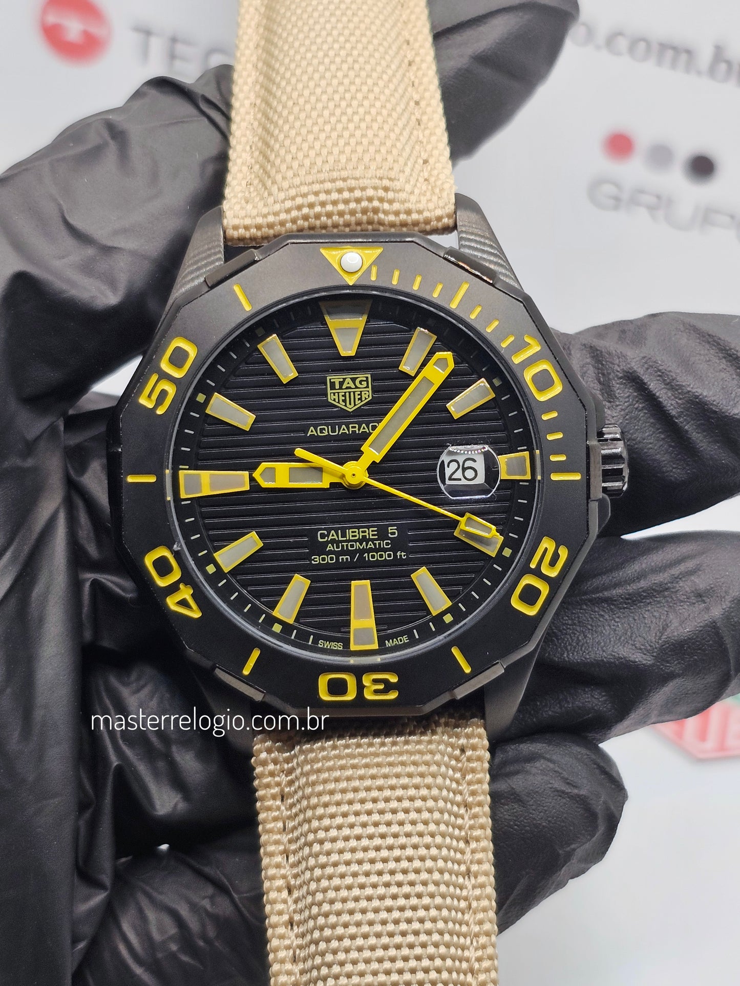 Tag Heuer Aquaracer Preto Nylon Bege