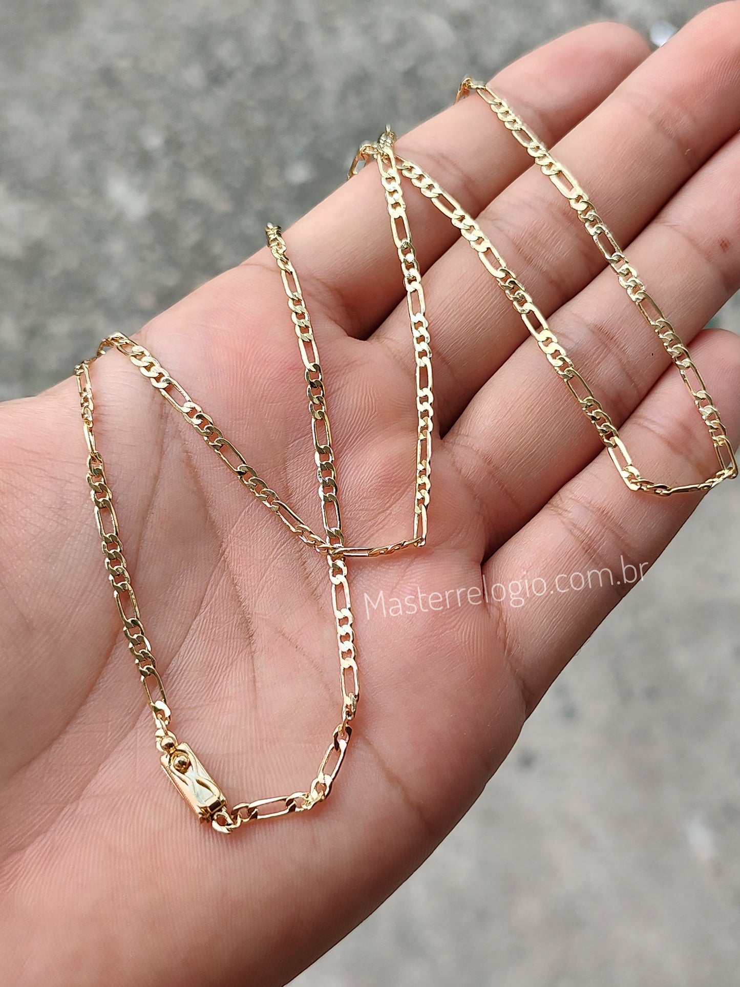 Corrente 3 por 1 2,3mm (Fecho Gaveta) (Banho Ouro 24K)