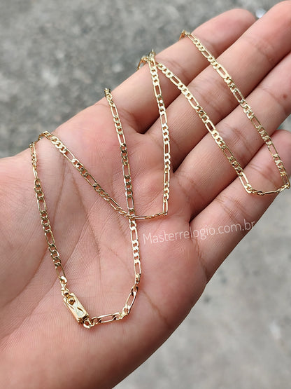 Corrente 3 por 1 2,3mm (Fecho Gaveta) (Banho Ouro 24K)