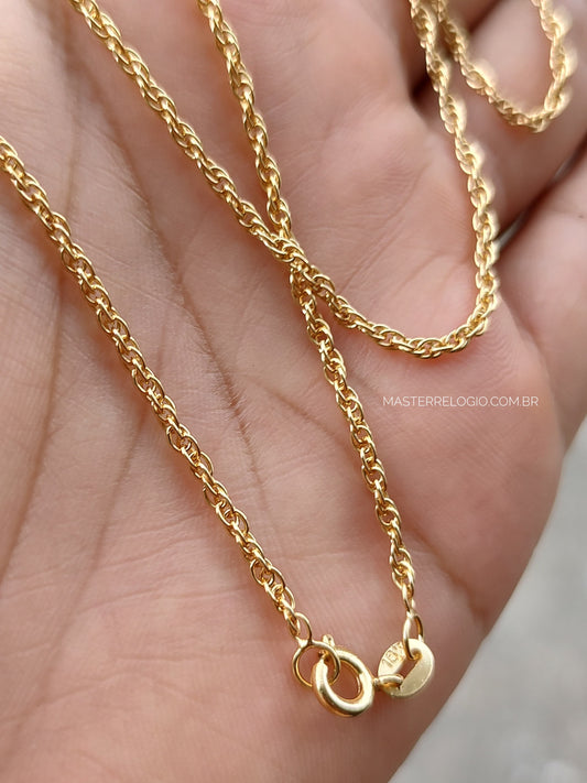 Corrente Peruana DNA 2mm (Fecho Tradicional) (Tag 18k) (Banho Ouro 24k)