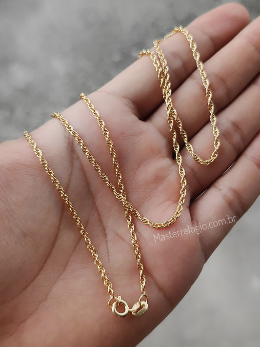Corrente Peruana DNA 2mm (Fecho Tradicional) (Tag 18k) (Banho Ouro 24k)