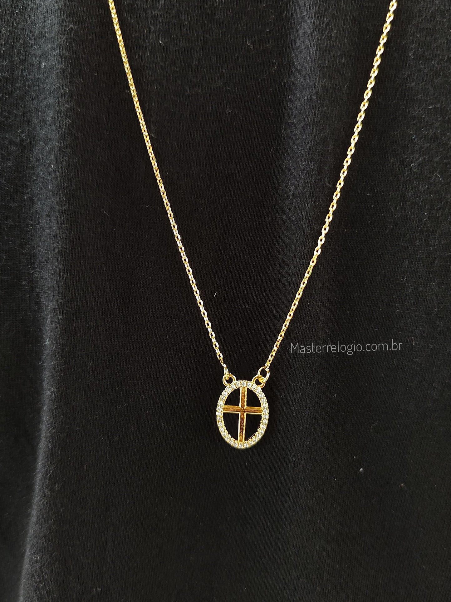 Escapulário Cruz e São Bento 60cm Carrier (Banho Ouro 24k)