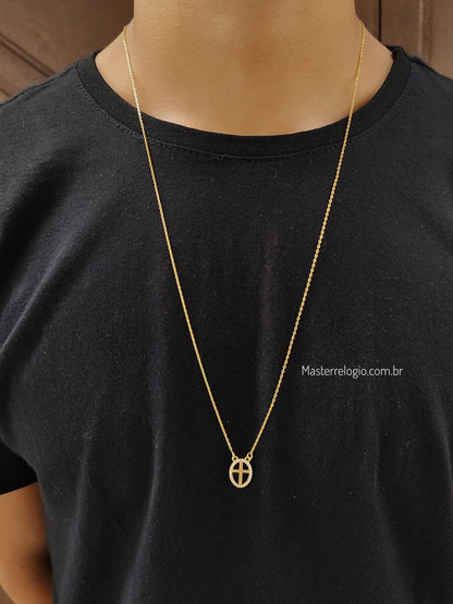 Escapulário Cruz e São Bento 60cm Carrier (Banho Ouro 24k)