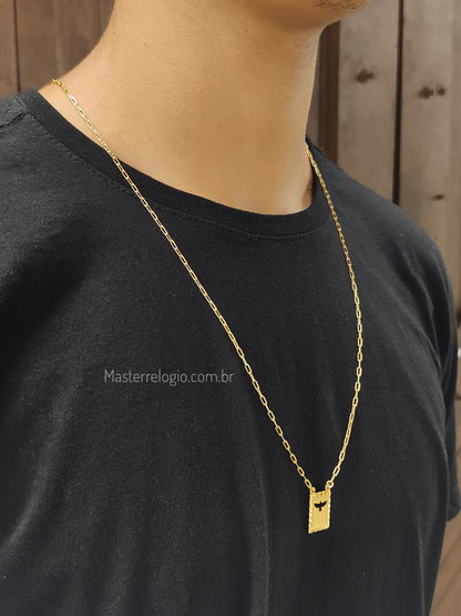 Escapulário 70cm E.Santo e Zircônia Cristal 2mm Banho Ouro 24k