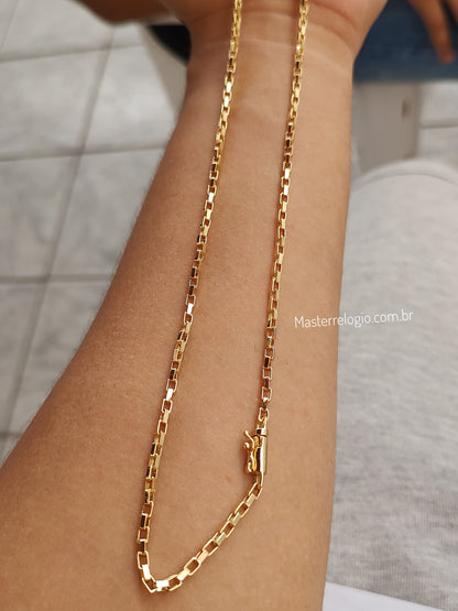 Corrente Cartier Cubinho 2,3mm 70cm (12g) (Fecho Canhão) (Banho Ouro 24K)
