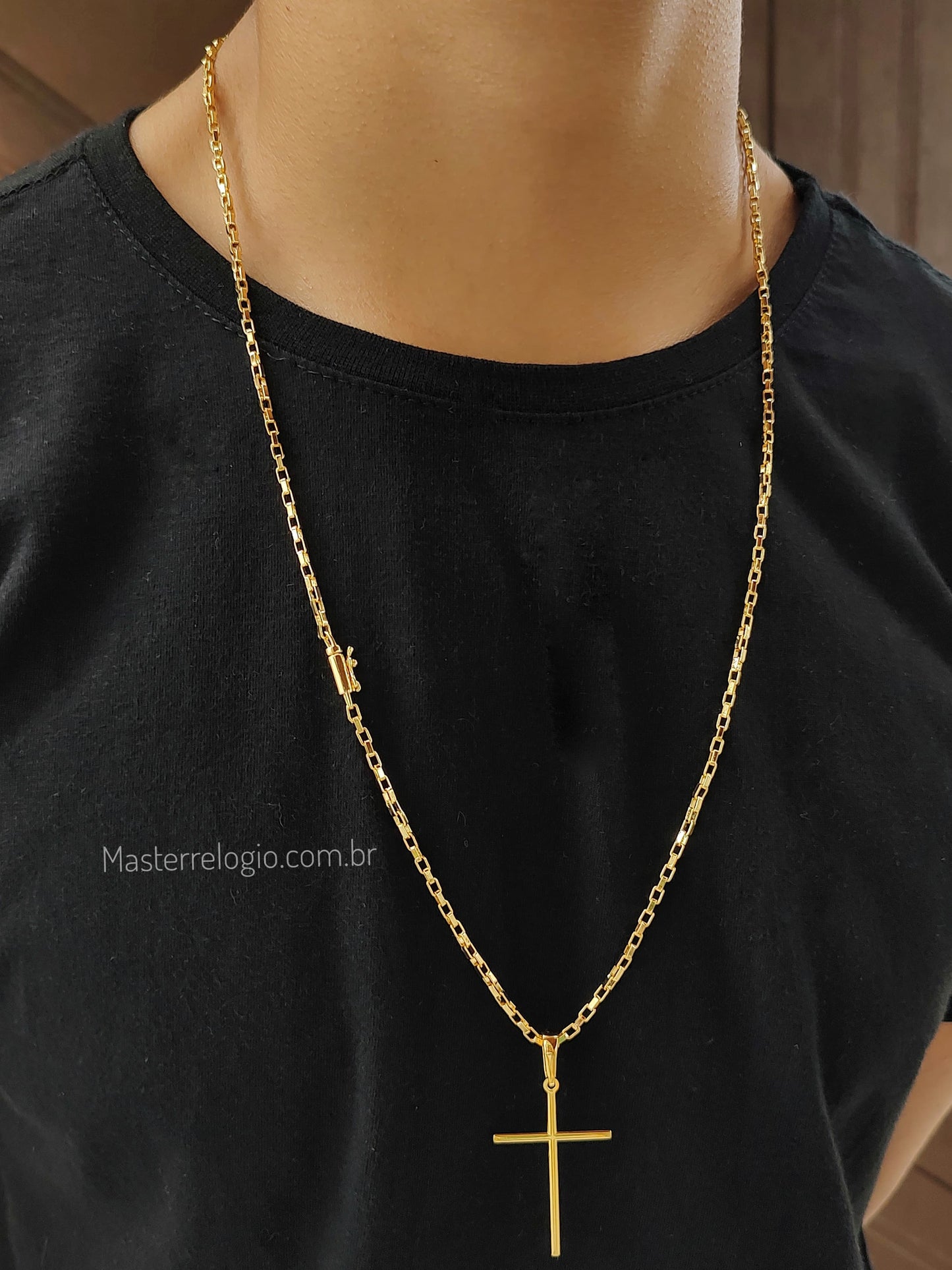 Corrente Cartier Cubinho 2,3mm 70cm (12g) (Fecho Canhão) (Banho Ouro 24K)