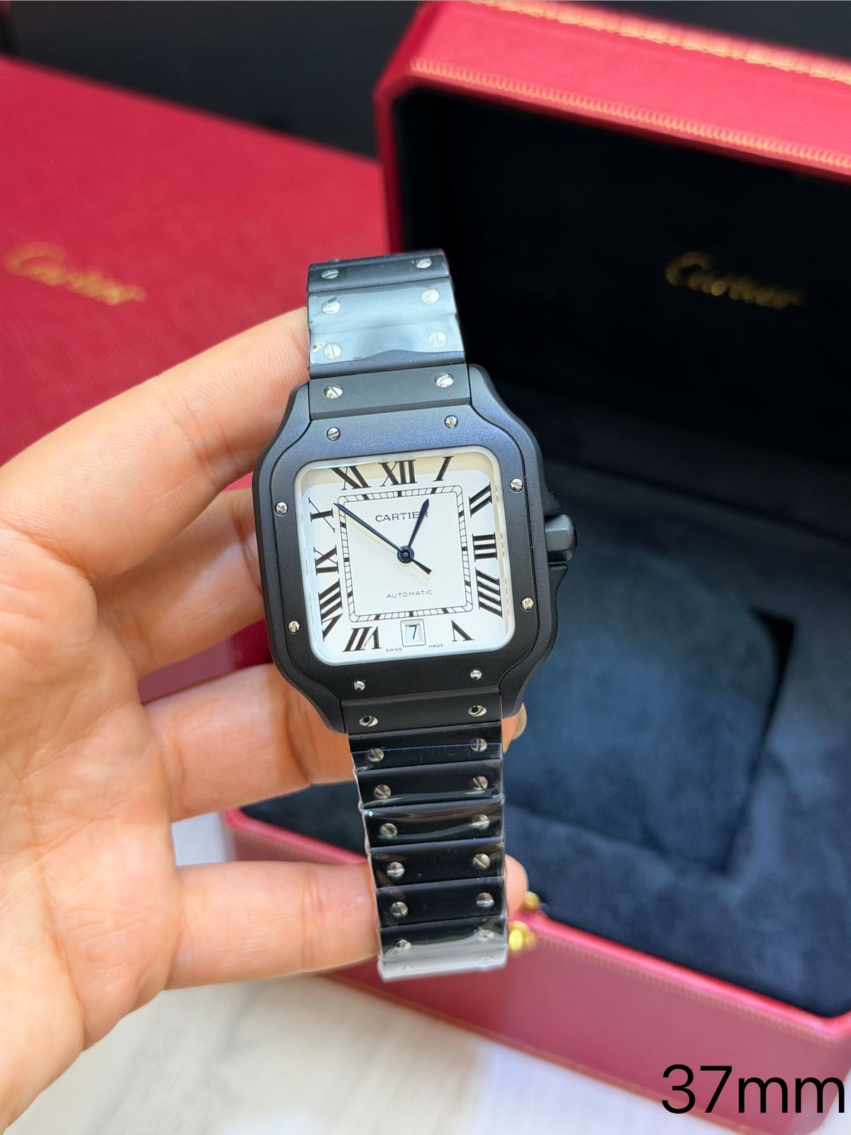 Cartier Santos Bezel All Black  Base Eta Engate Rapido
