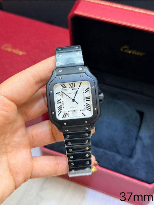 Cartier Santos Bezel All Black  Base Eta Engate Rapido