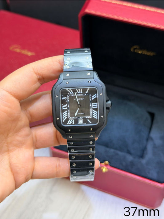 Cartier Santos Bezel All Black  Base Eta Engate Rapido