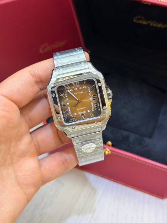 Cartier Santos Marrom Base Eta Engate Rapido