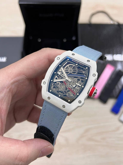 Richard Mille 67-02 Fino 37g fibra de carbono automatico Branco2 Velcro