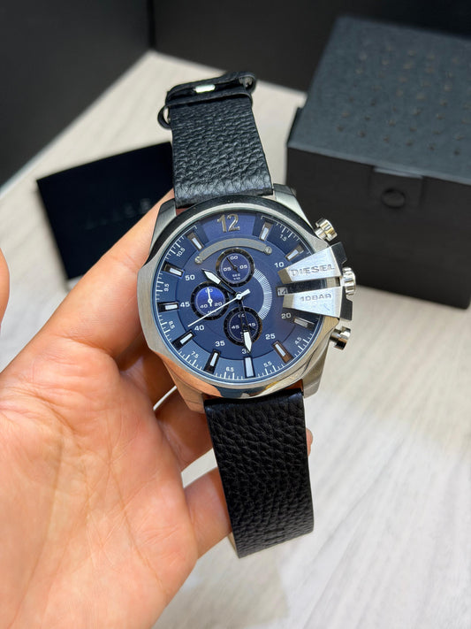 Diesel 10bar Prata com Azul Couro Preto