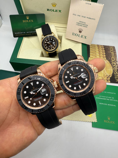 Rolex Yatch Master Rosê Pulseira borracha 40mm