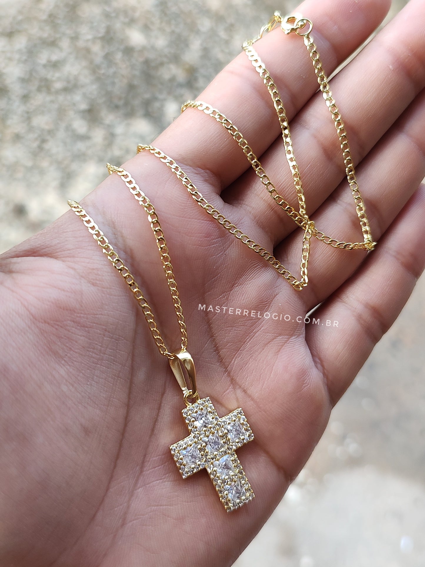 Corrente Grumet 2mm 70cm (Fecho Tradicional) (Tag 18k) (Banho Ouro 18k)