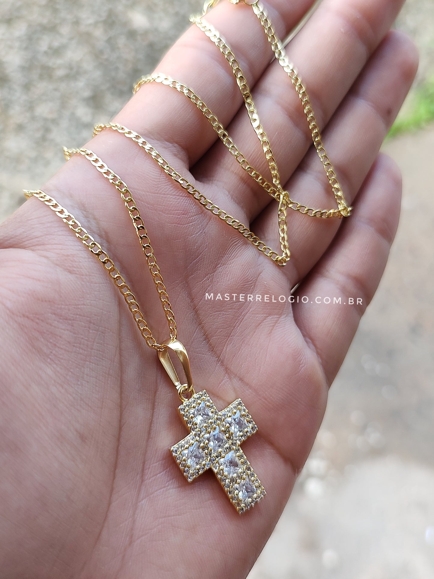 Corrente Grumet 2mm 70cm (Fecho Tradicional) (Tag 18k) (Banho Ouro 18k)