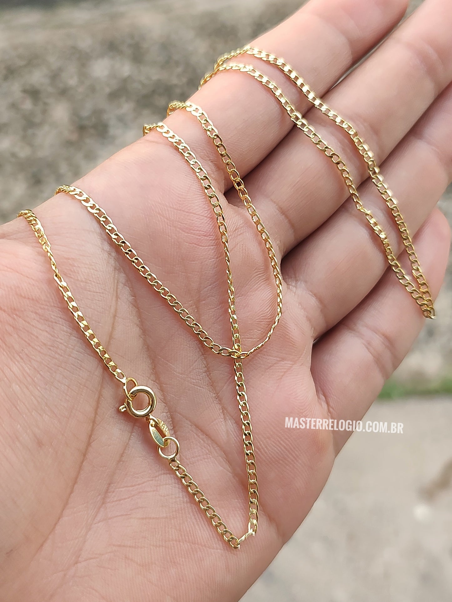 Corrente Grumet 2mm 70cm (Fecho Tradicional) (Tag 18k) (Banho Ouro 18k)