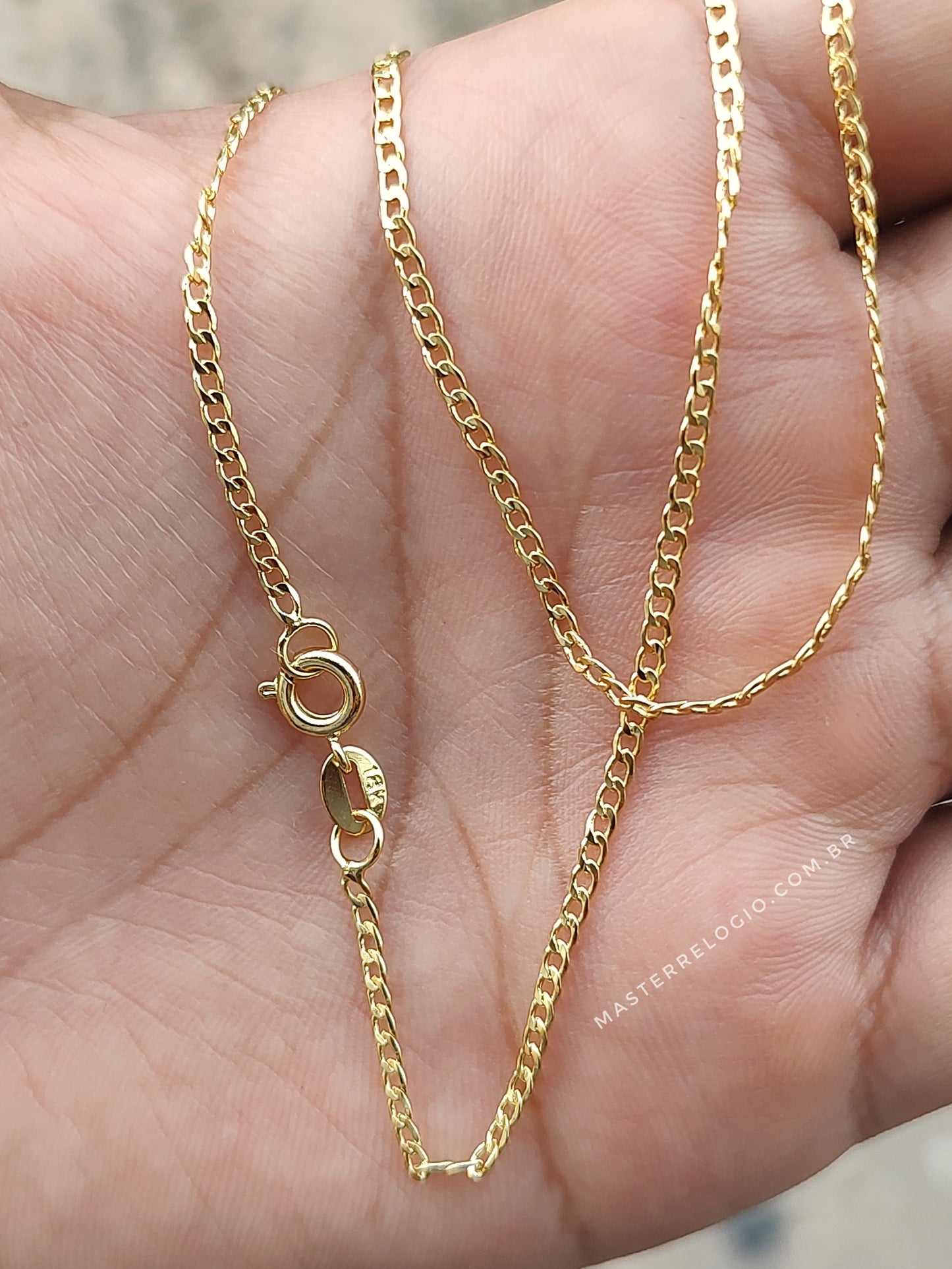 Corrente Grumet 2mm 70cm (Fecho Tradicional) (Tag 18k) (Banho Ouro 18k)