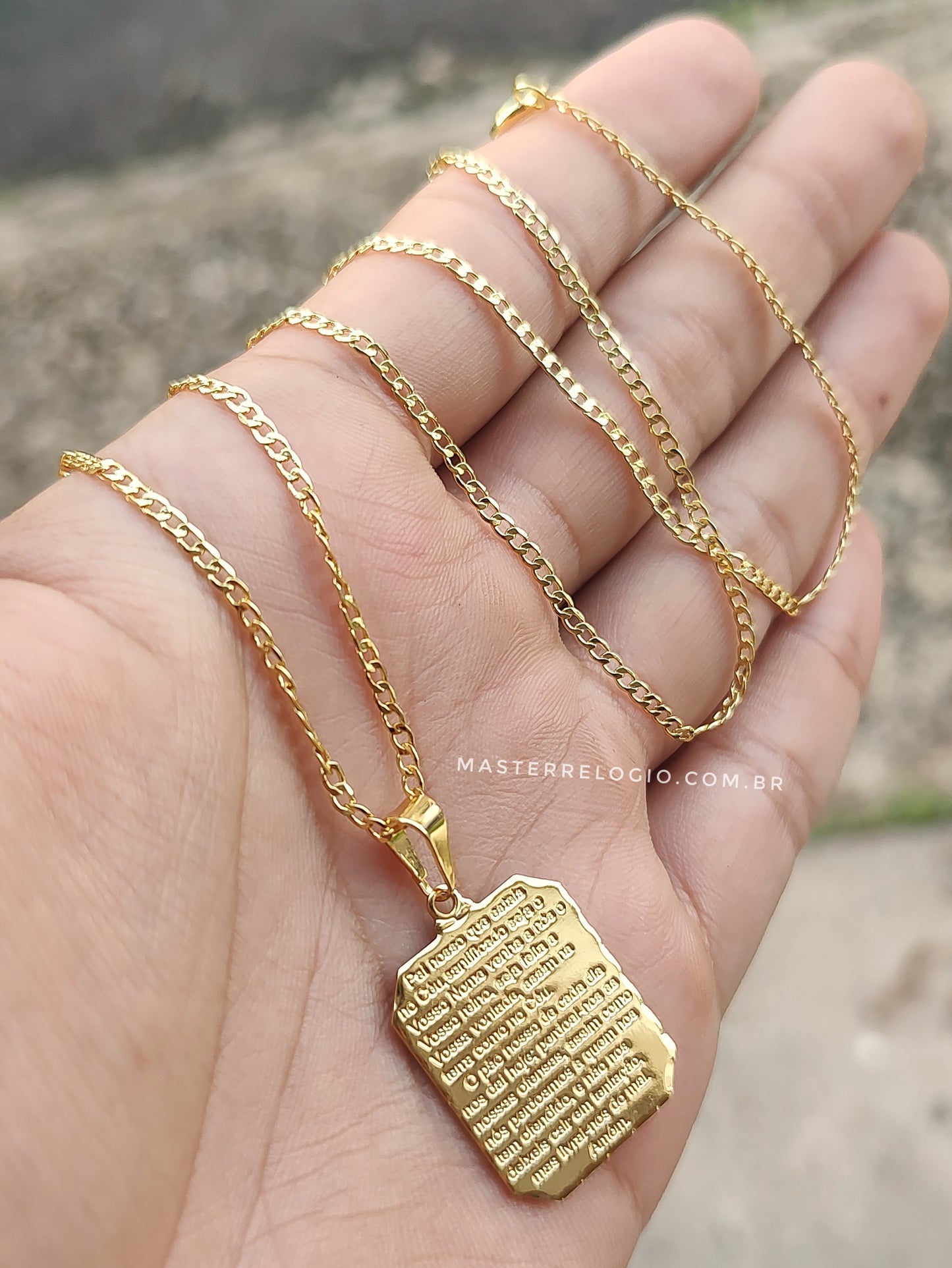 Corrente Grumet 2mm 70cm (Fecho Tradicional) (Tag 18k) (Banho Ouro 18k)