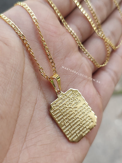 Corrente Grumet 2mm 70cm (Fecho Tradicional) (Tag 18k) (Banho Ouro 18k)
