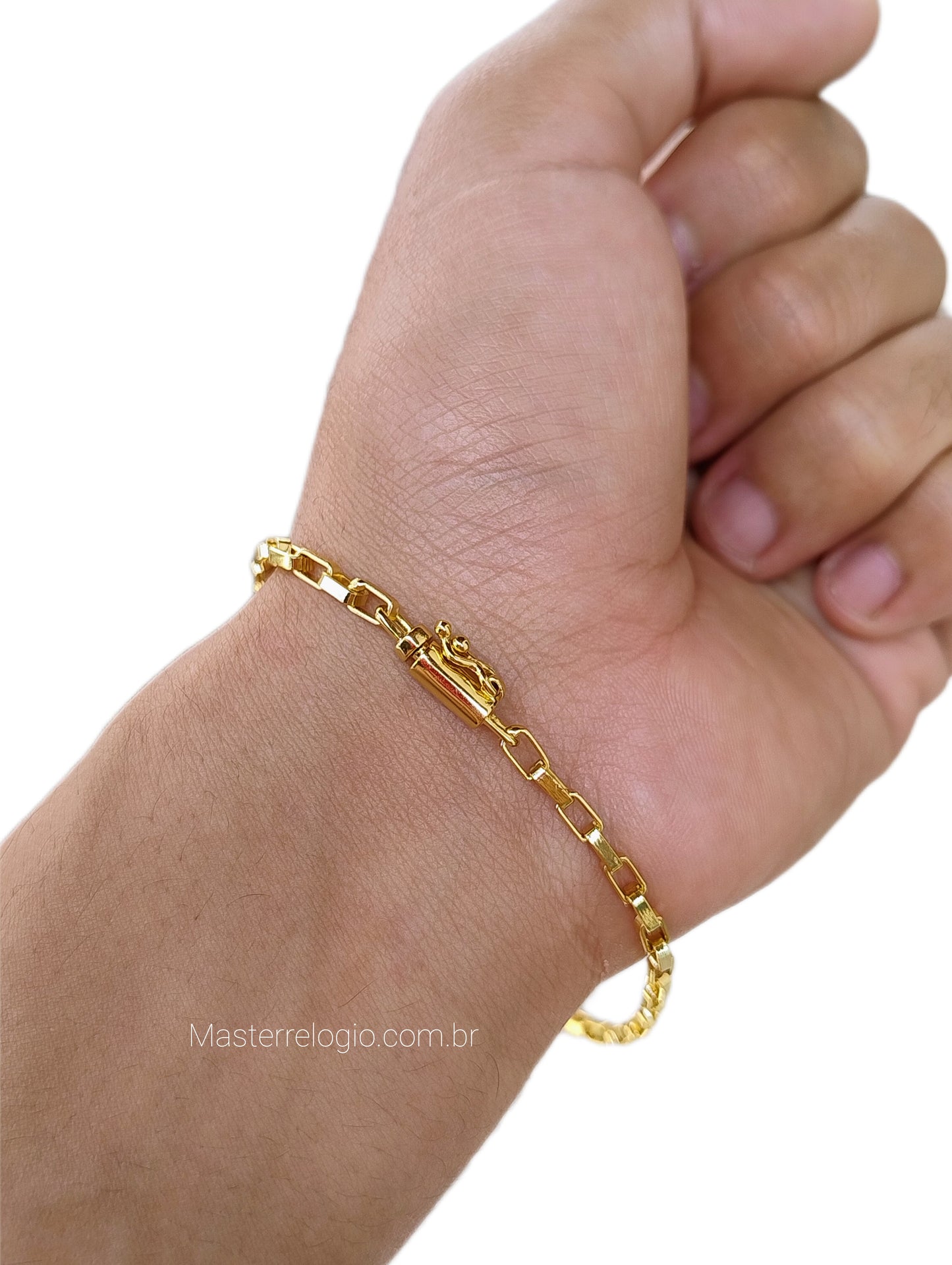 Pulseira Cartier Quadrada (Cubinho) 2,8mm (Fecho Canhão) (Banho Ouro 24k)