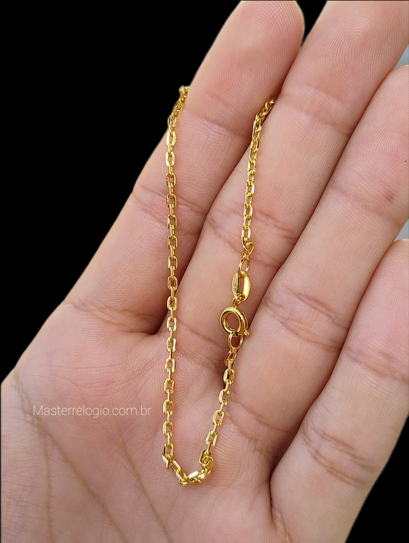 Pulseira Cadeado 2mm (Fecho Canhão) (Banho Ouro 24k)